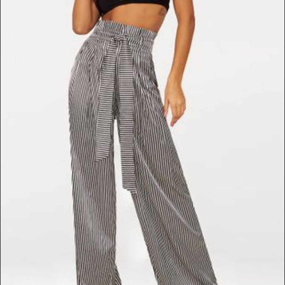 Satin Stripe Paperbag pants